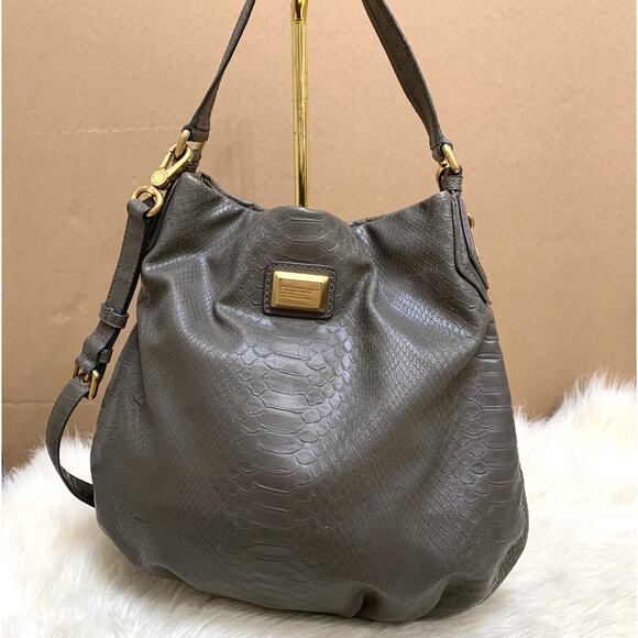 MARC JACOBS Large Grayish-Green Vintage HILLIER Vegan Leather N/S Hobo - Picture 1 of 16